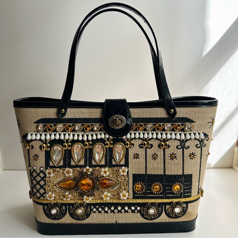 Vintage 1960s Enid Collins, Collins of Texas “Cable Car” Bag - Black Leather